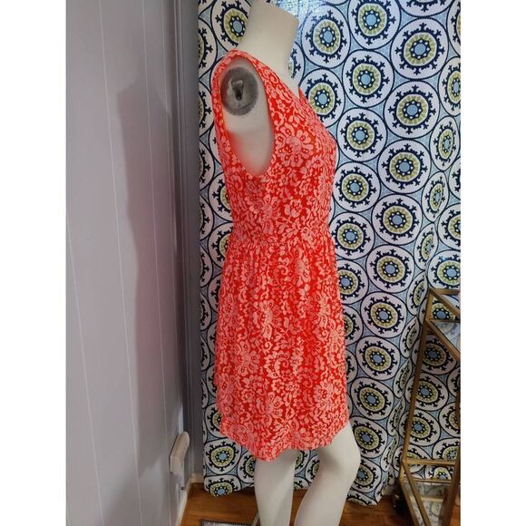 Madewell Lined Neon Orange Lace Dress - Picture 2 of 4